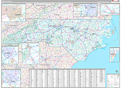 North Carolina Wall Map Premium Style 2026