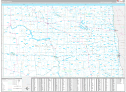 North Dakota Wall Map Premium Style 2024