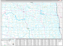 North Dakota Wall Map Premium Style 2026