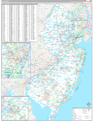 New Jersey Wall Map Premium Style 2024