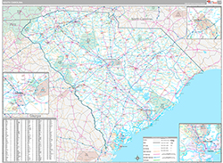South Carolina Wall Map Premium Style 2026