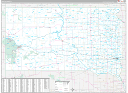 South Dakota Wall Map Premium Style 2024