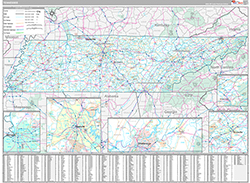 Tennessee Wall Map Premium Style 2026