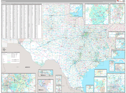 Texas Wall Map Premium Style 2024