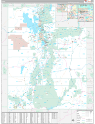 Utah Wall Map Premium Style 2024