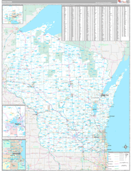 Wisconsin Wall Map Premium Style 2024