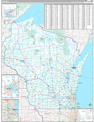 Wisconsin Wall Map Premium Style 2026