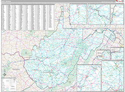 West Virginia Wall Map Premium Style 2026