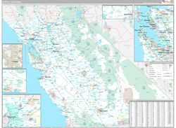 California Central Wall Map Premium Style 2024