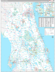 Florida Central Wall Map Premium Style 2024