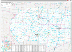 Illinois Central Wall Map Premium Style 2024