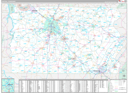 Tennessee Central Wall Map Premium Style 2024