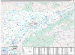 Tennessee Eastern Wall Map Premium Style 2024