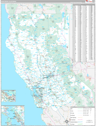 California Northern Wall Map Premium Style 2024