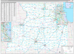 Illinois Northern Wall Map Premium Style 2024
