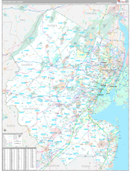 New Jersey Northern Wall Map Premium Style 2024