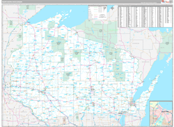 Wisconsin Northern Wall Map Premium Style 2024