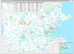Massachusetts North Eastern Wall Map Premium Style 2024