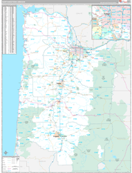 Oregon North Western Wall Map Premium Style 2024