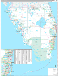 Florida Southern Wall Map Premium Style 2024