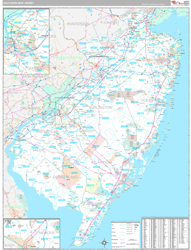 New Jersey Southern Wall Map Premium Style 2024