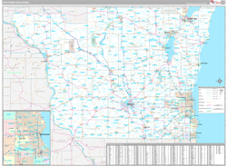 Wisconsin Southern Wall Map Premium Style 2024