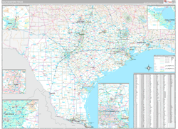 Texas South Eastern Wall Map Premium Style 2024