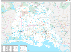 Louisiana South Western Wall Map Premium Style 2024