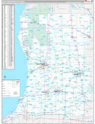 Michigan South Western Wall Map Premium Style 2024