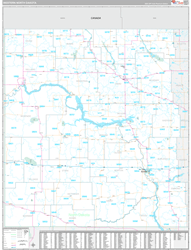North Dakota Western Wall Map Premium Style 2024