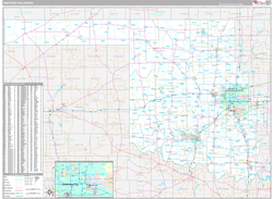 Oklahoma Western Wall Map Premium Style 2024