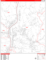 Wheeling City Wall Map Red Line Style