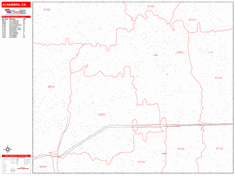 Alhambra Wall Map Zip Code Red Line Style 2024