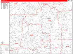 Alhambra Wall Map Zip Code Red Line Style 2026