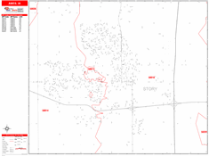 Ames Wall Map Zip Code Red Line Style 2025