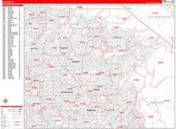 Anaheim Wall Map Zip Code Red Line Style 2026