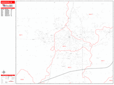 Anderson Wall Map Zip Code Red Line Style 2024
