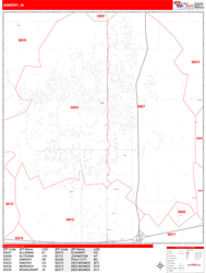 Ankeny Wall Map Zip Code Red Line Style 2024