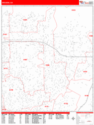 Arcadia Wall Map Zip Code Red Line Style 2024