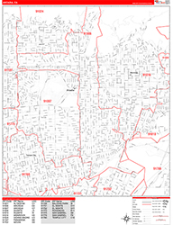 Arcadia Wall Map Zip Code Red Line Style 2026