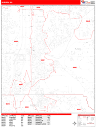 Auburn Wall Map Zip Code Red Line Style 2024