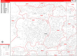 Aurora Wall Map Zip Code Red Line Style 2026