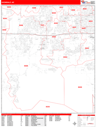 Avondale Wall Map Zip Code Red Line Style 2024