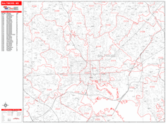 Baltimore Wall Map Zip Code Red Line Style 2024