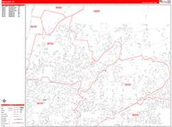 Bartlett Wall Map Zip Code Red Line Style 2026