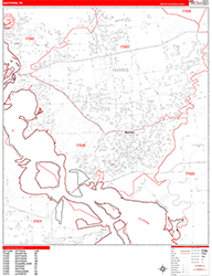 Baytown Wall Map Zip Code Red Line Style 2026