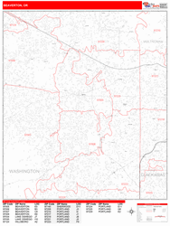 Beaverton Wall Map Zip Code Red Line Style 2024