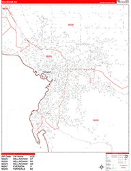 Bellingham Wall Map Zip Code Red Line Style 2026