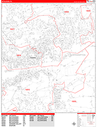 Bethlehem Wall Map Zip Code Red Line Style 2026