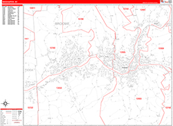 Binghamton Wall Map Zip Code Red Line Style 2026